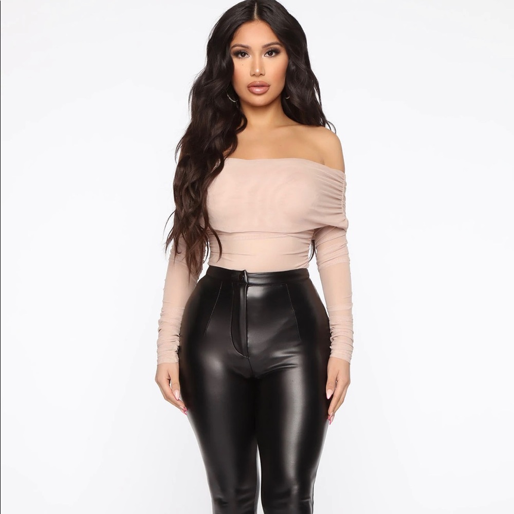 Brand new off shoulder Fashion Nova Sheer arms bodysuit